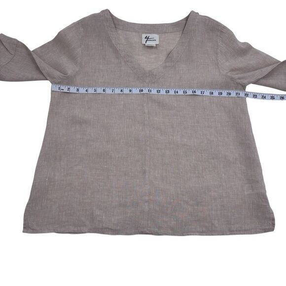 Andrea Jovine 100% Linen Women Size Beige Top Sz. L Minimalist - Picture 7 of 9